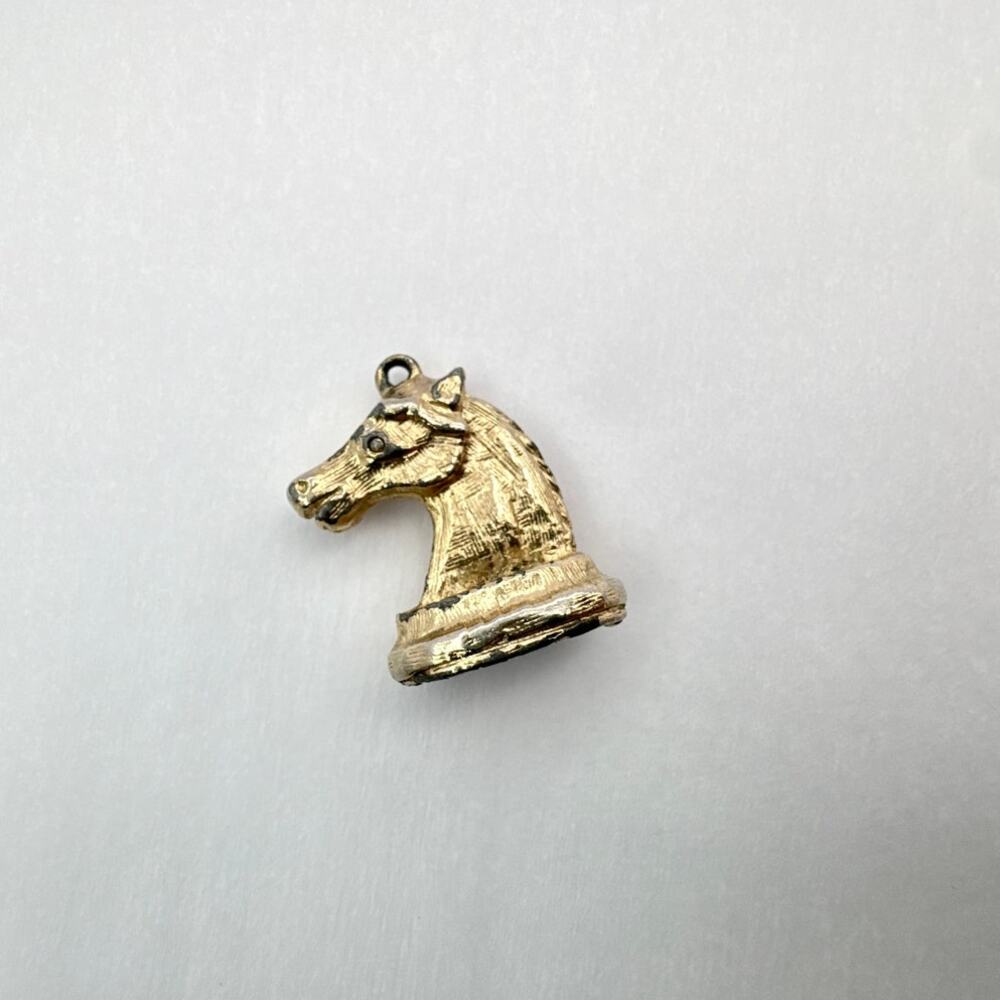 Vintage Mid-Century Knight Chess Piece Charm Renaissance Revival Style